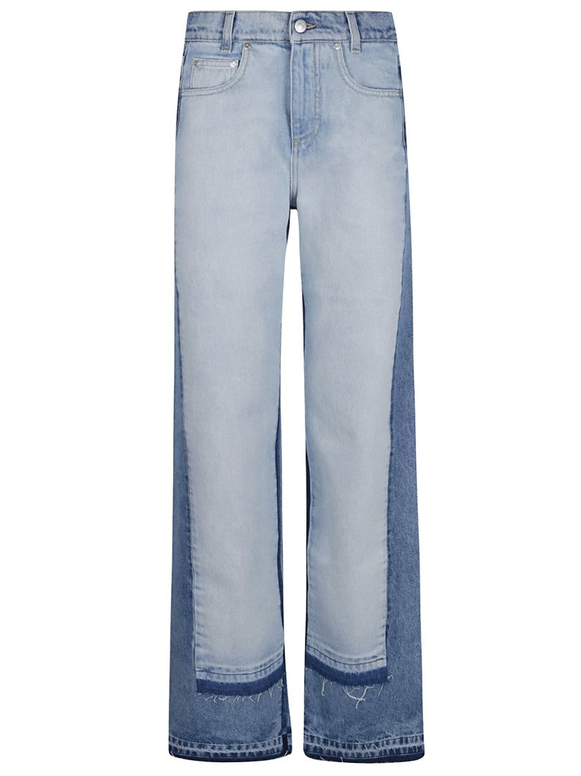 Stella Mccartney Two-Tone Straight-Leg Jeans With Hidden Button Closure