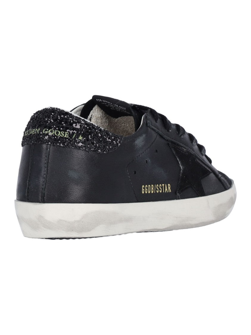 Golden Goose Black Super Star Hammered Leather Sneakers