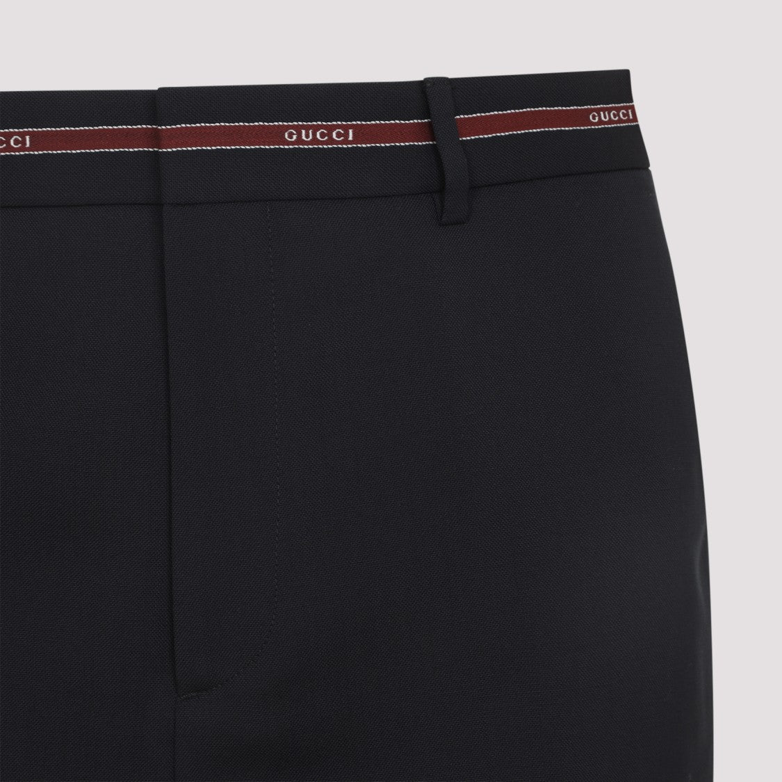 Gucci Straight-Leg Wool Trousers With Branded Ribbon Detail
