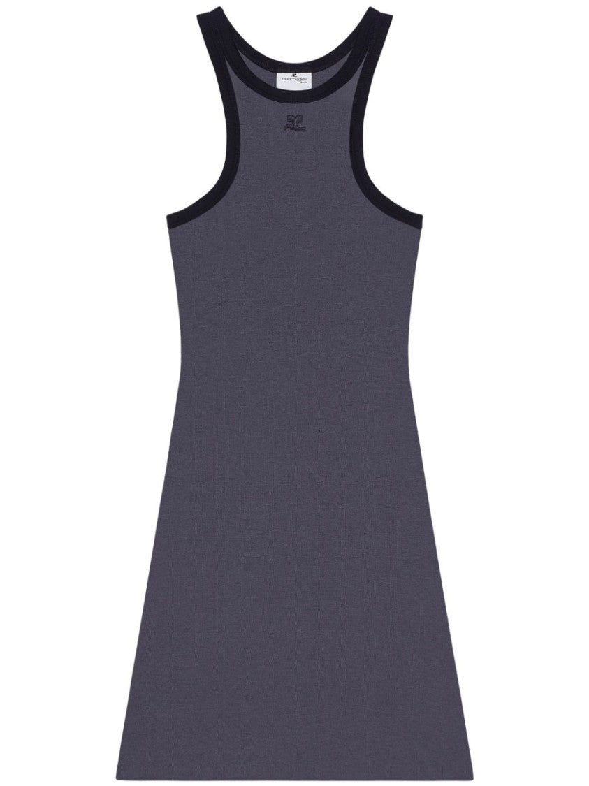 Courrèges Sleeveless Steel Blue Mini Dress