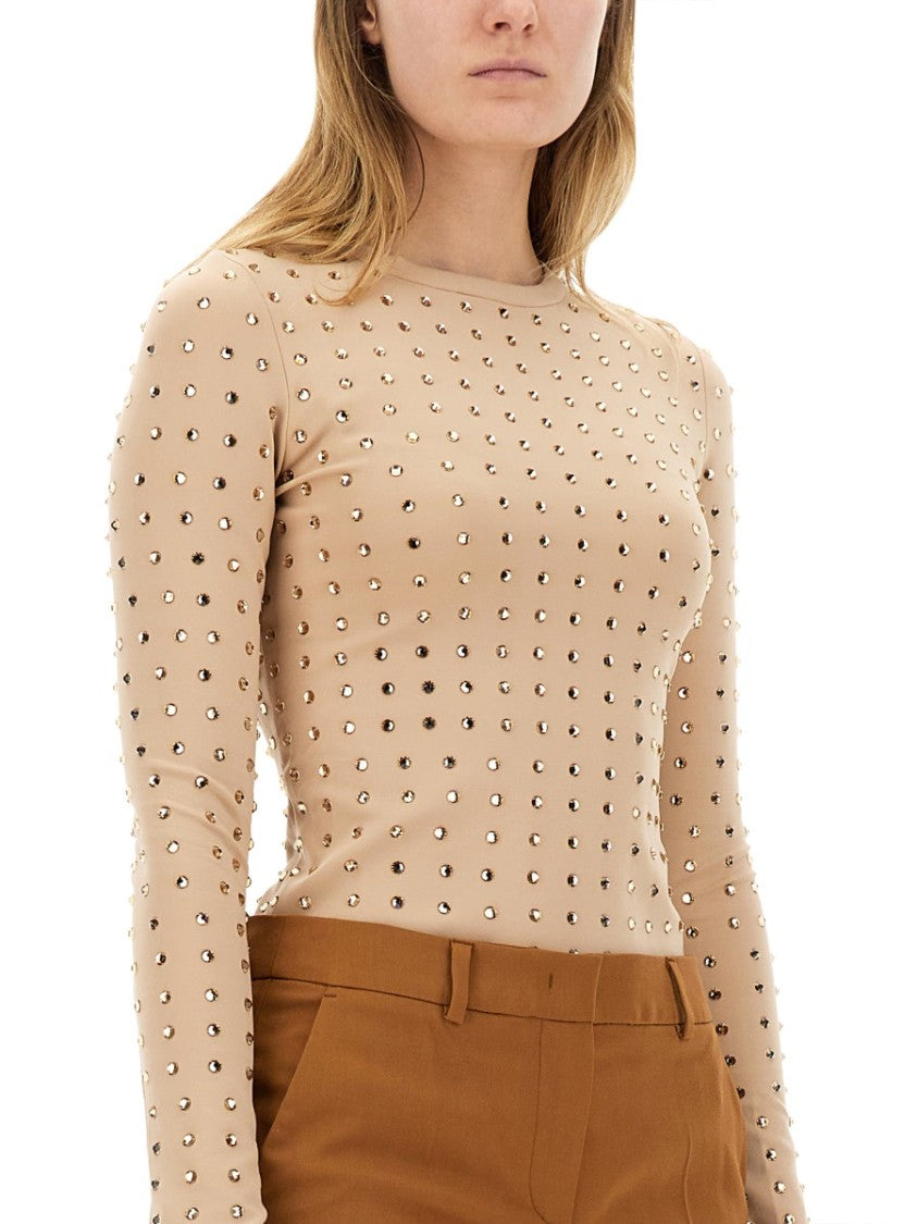 Sportmax Fitted Crystal-Embellished Long-Sleeve Top