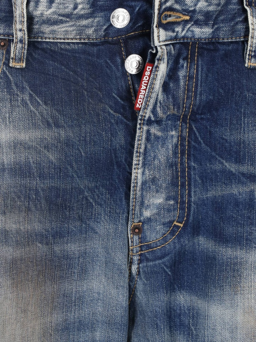Dsquared2 Blue Kawaii Distressed Wide-Leg Jeans