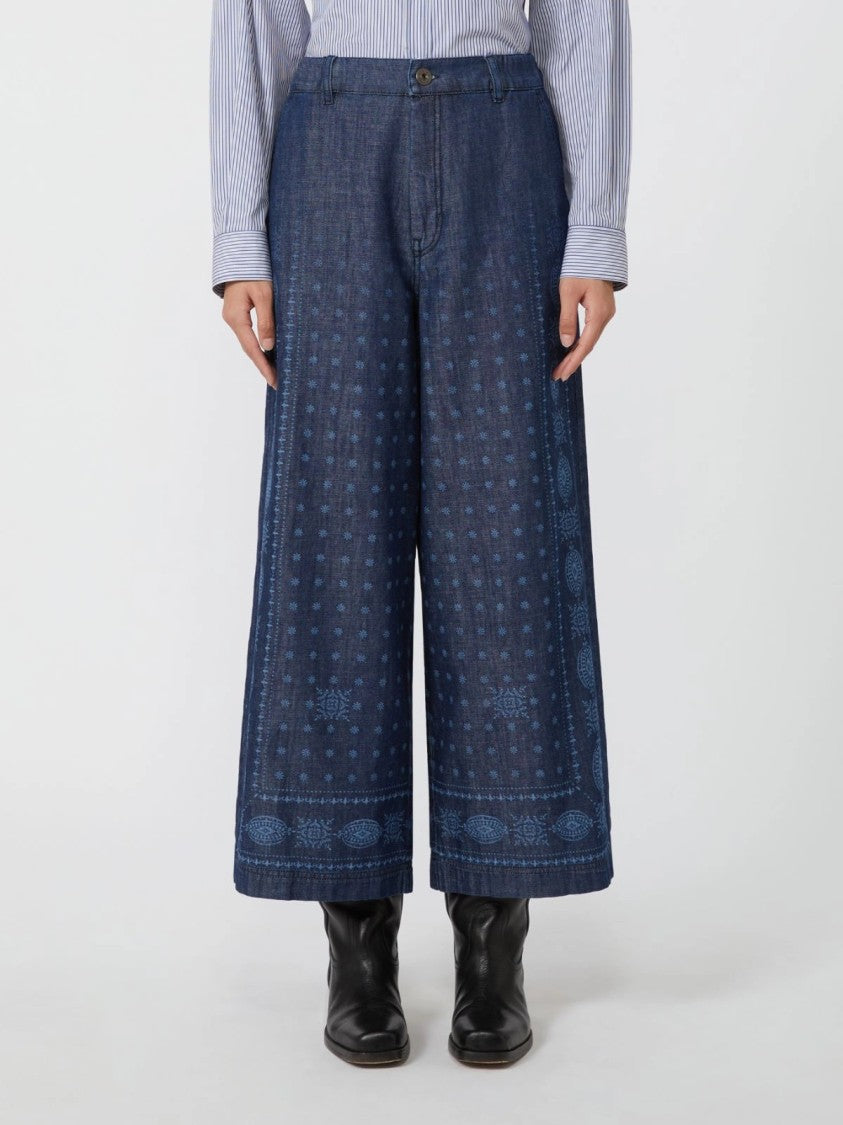 Max Mara Wide-Leg Pants With Subtle Bandana Pattern
