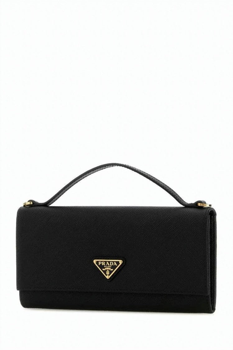 Prada Black Rectangular Calf Leather Long Wallet