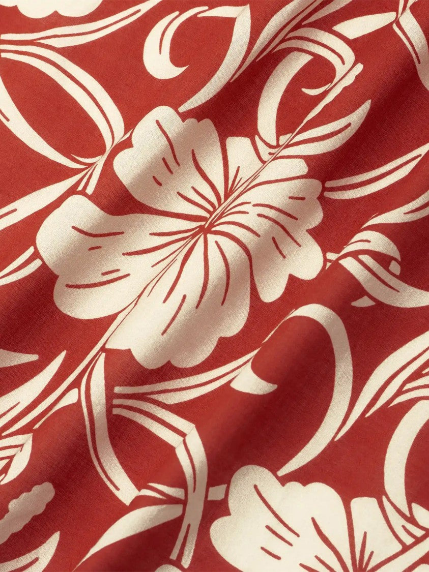 Drôle De Monsieur Hibiscus Floral Short-Sleeved Shirt With Classic Collar
