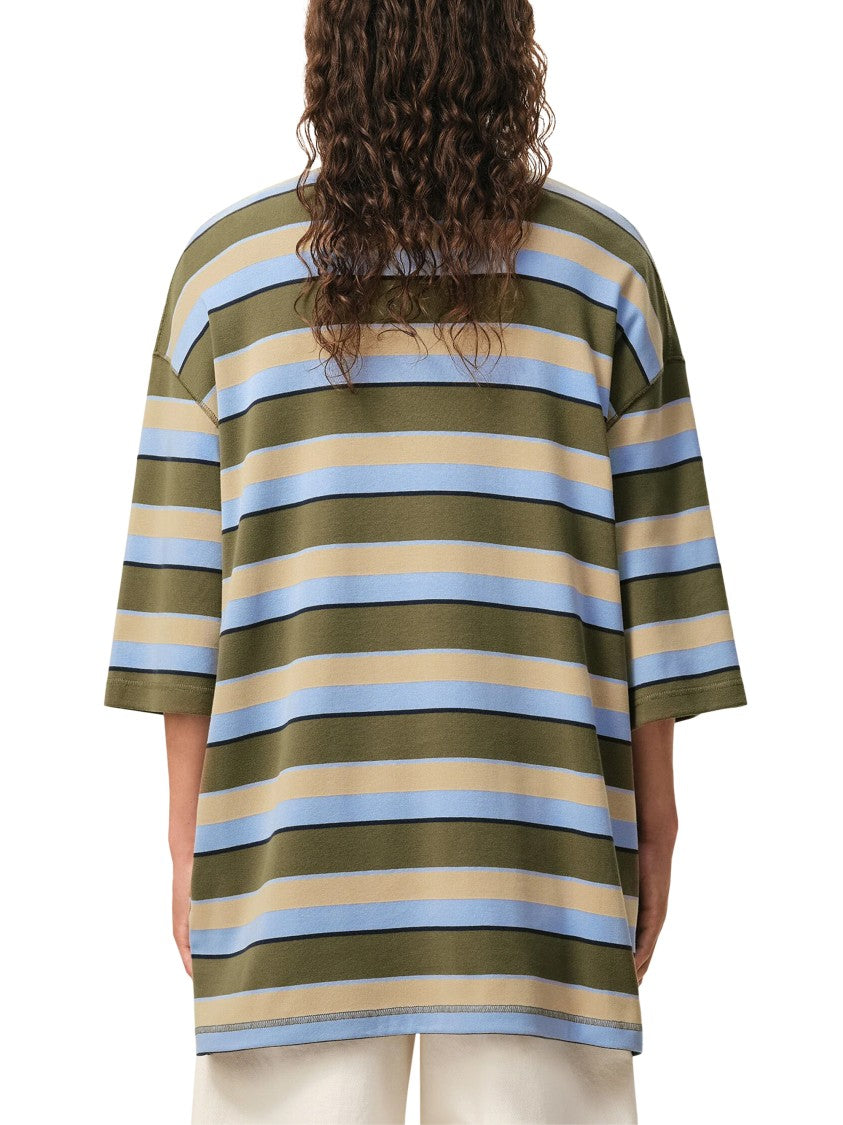 Ami Paris Oversized Striped Polo Shirt With Signature Ami Patch