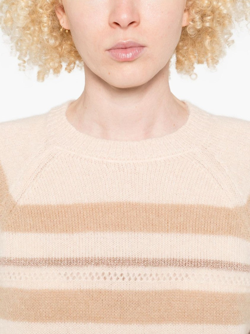 Twin-Set Beige And Cream Striped Knit Sweater