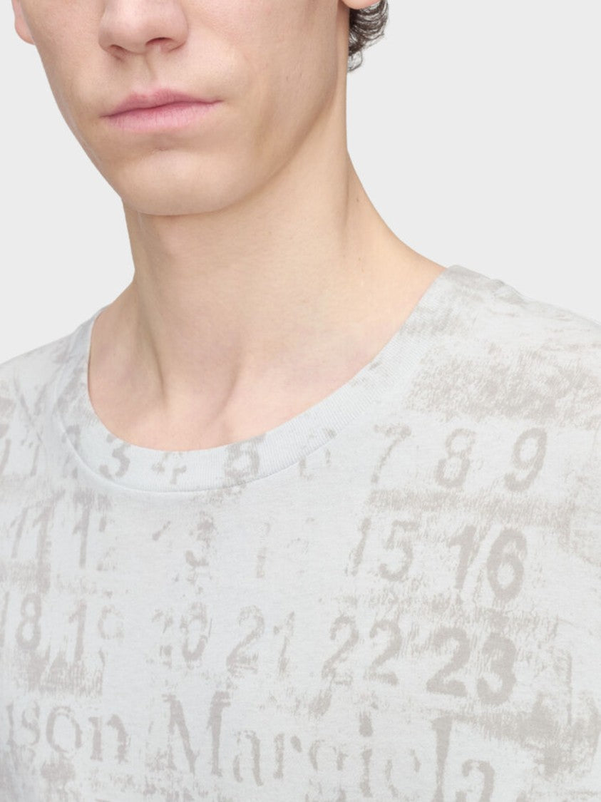Maison Margiela White Distressed Print Vintage Cotton T-Shirt