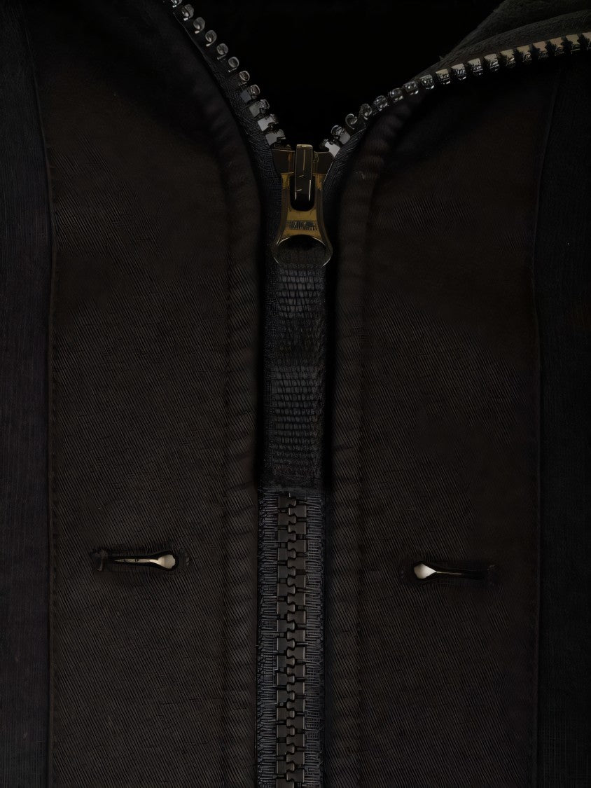 Stone Island Black Zip-Up Jacket With Spacious Hood