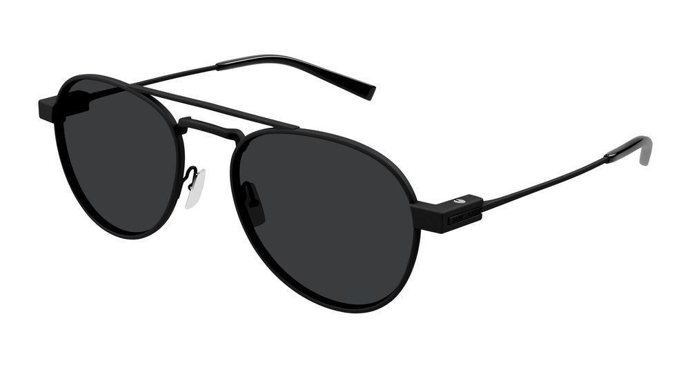 Saint Laurent Black Double Bridge Round Frame Metal Sunglasses