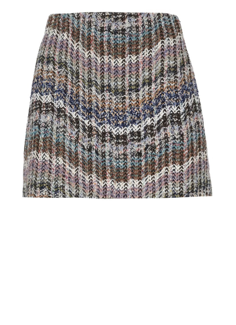 Missoni Multicolor Zigzag Textured Knit Wool-Blend Mini Skirt