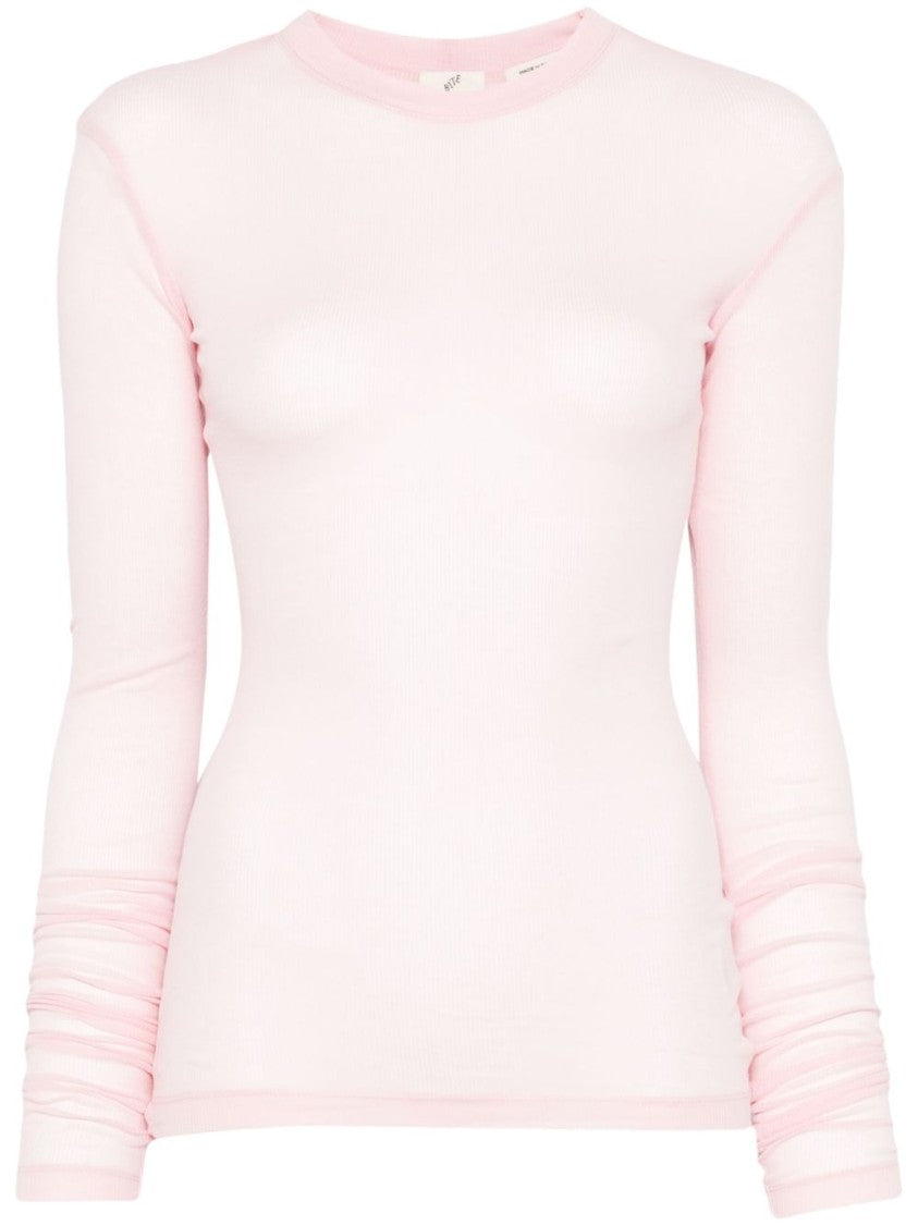 Bite Studios Ribbed Cotton Long-Sleeve T-Shirt With Gathered Sleeves