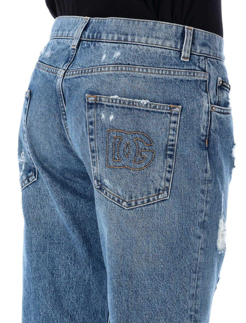 Dolce & Gabbana Relaxed-Fit Distressed Denim Jeans