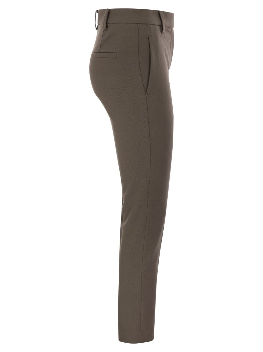 Brunello Cucinelli Cigarette Trousers In Stretch Cotton