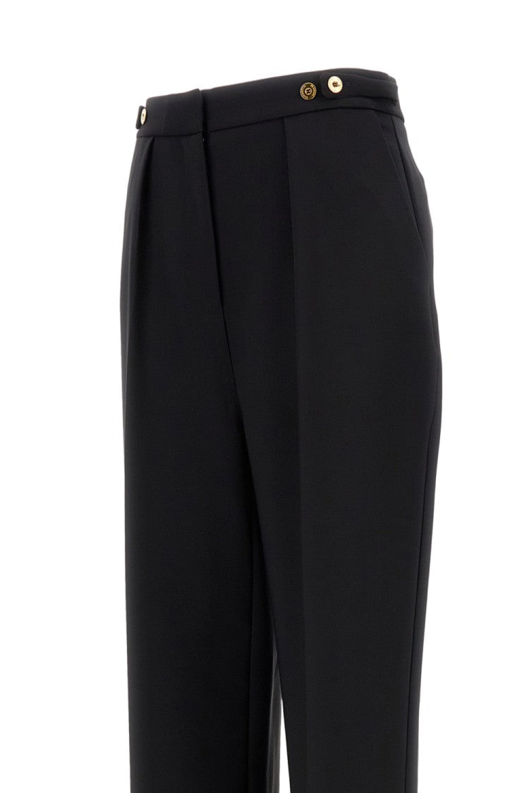 Elisabetta Franchi Black Straight-Leg Trousers With Gold Button Detail