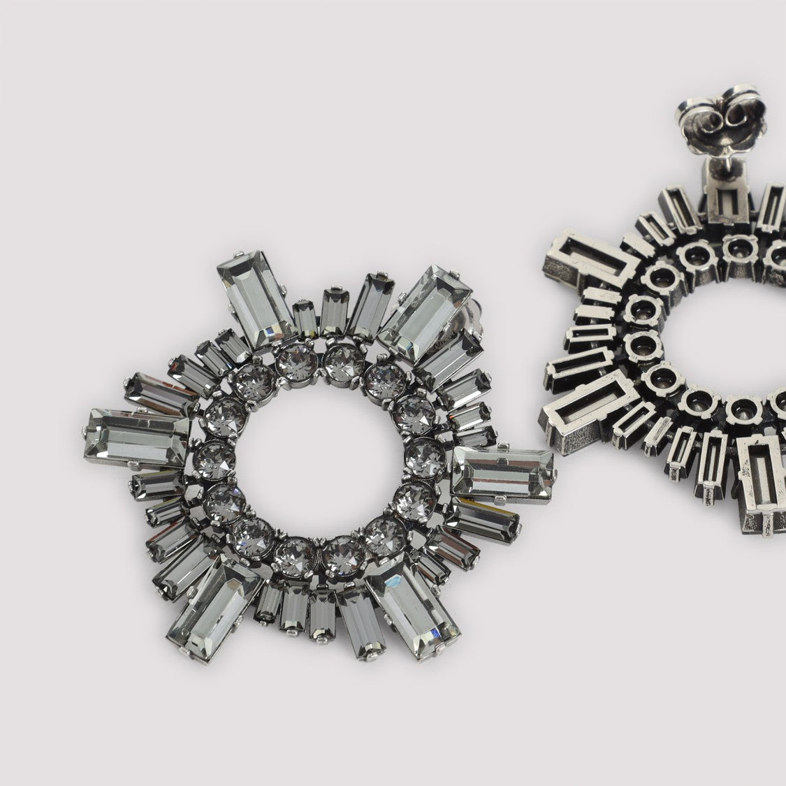 Amina Muaddi Radiant Crystal Earrings With Circular Design