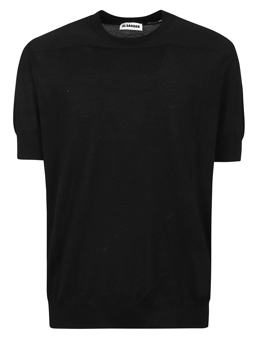Jil Sander Ribbed Elastic Crew Neck Wool T-Shirt