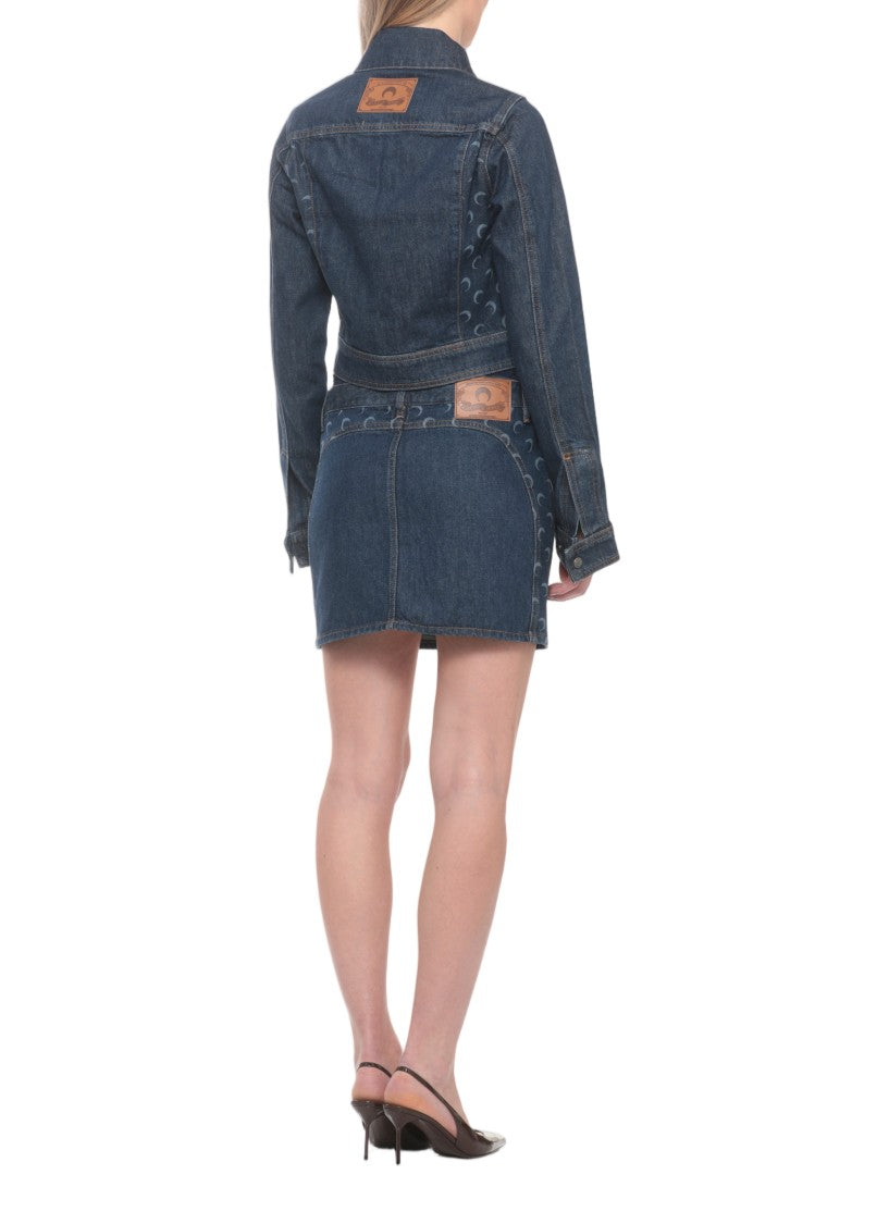 Marine Serre Blue Moon Pattern Denim Jacket