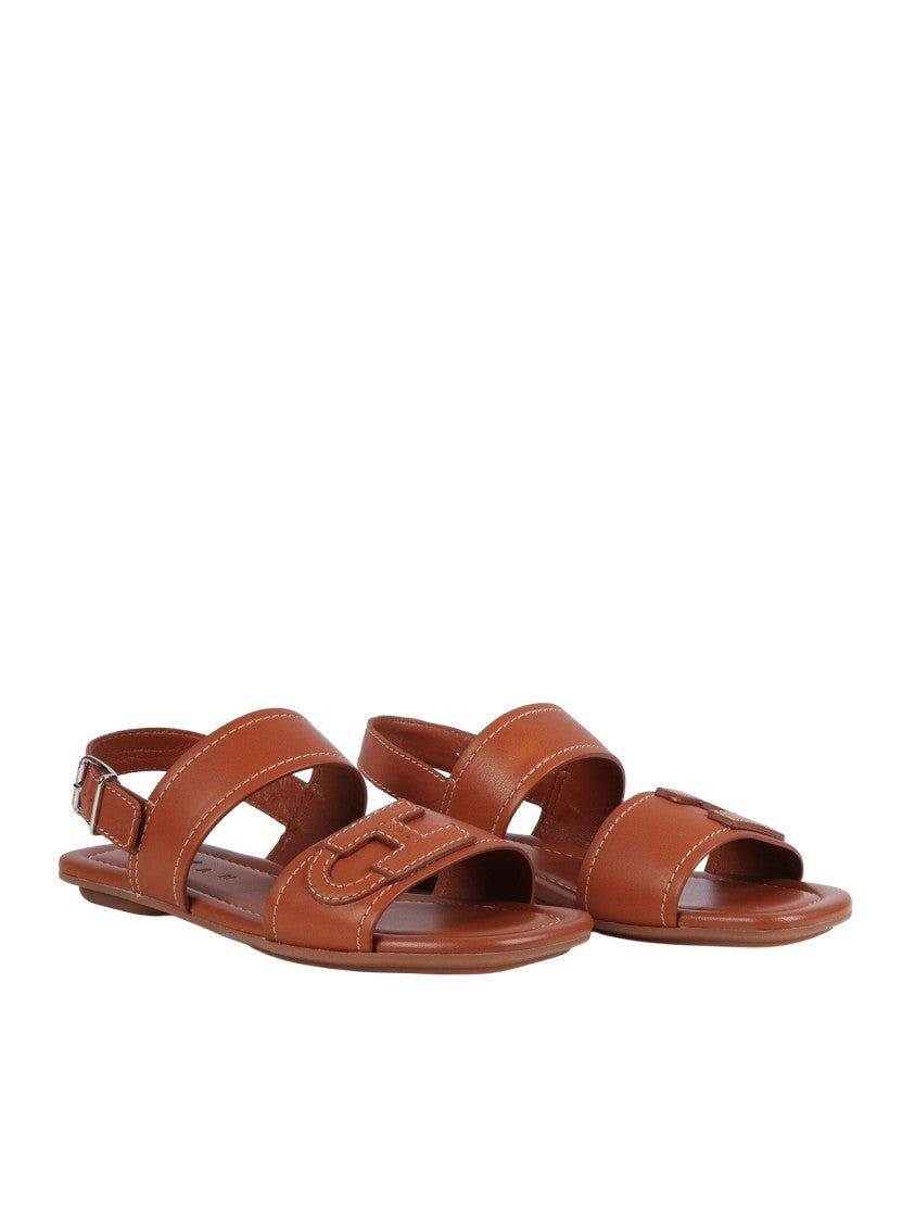 Hogan H685 Brown Calfskin Ankle Sandals
