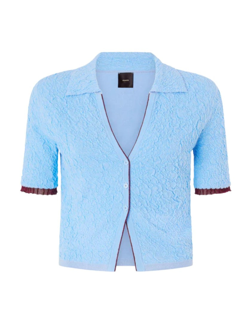 Pinko Textured Jacquard Polo Cardigan