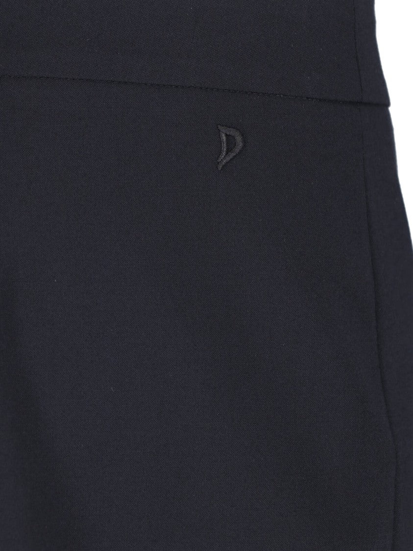Dondup Black Bistretch Canvas Side Slit Midi Skirt