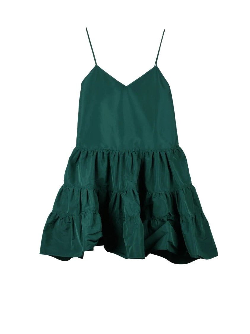 N°21 Green Tiered Ruffle Taffeta Dress