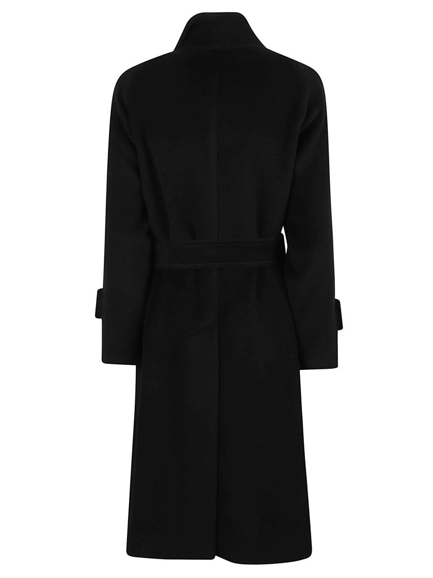 Tagliatore Henryka Long Double-Breasted Belted Virgin Wool Coat