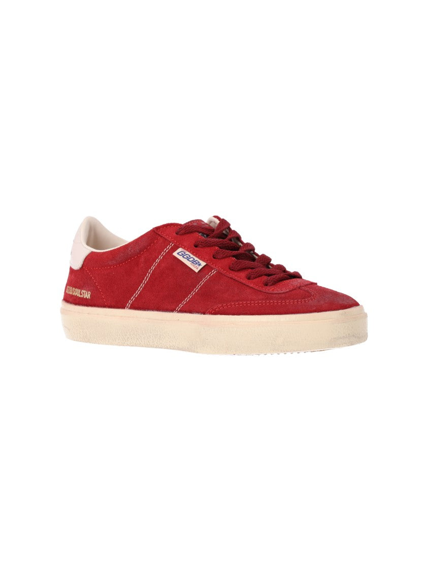 Golden Goose Rounded Toe Red Calf Leather Sneakers