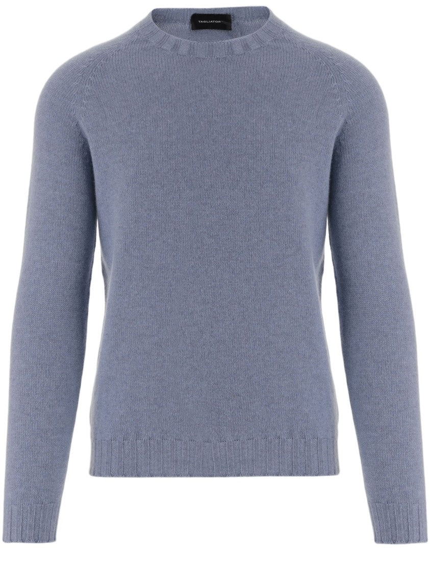Tagliatore Light Blue Cashmere Crewneck Sweater
