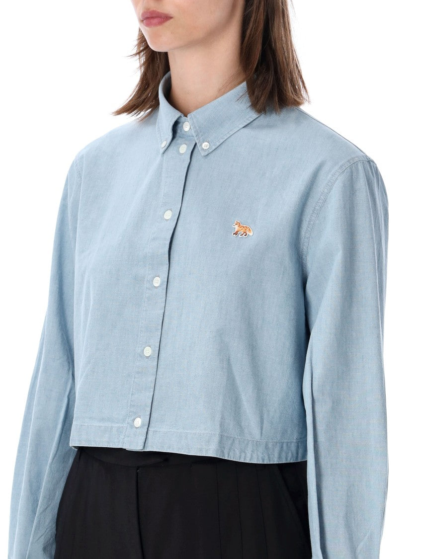 Maison Kitsuné Baby Fox Cropped Cotton Chambray Shirt
