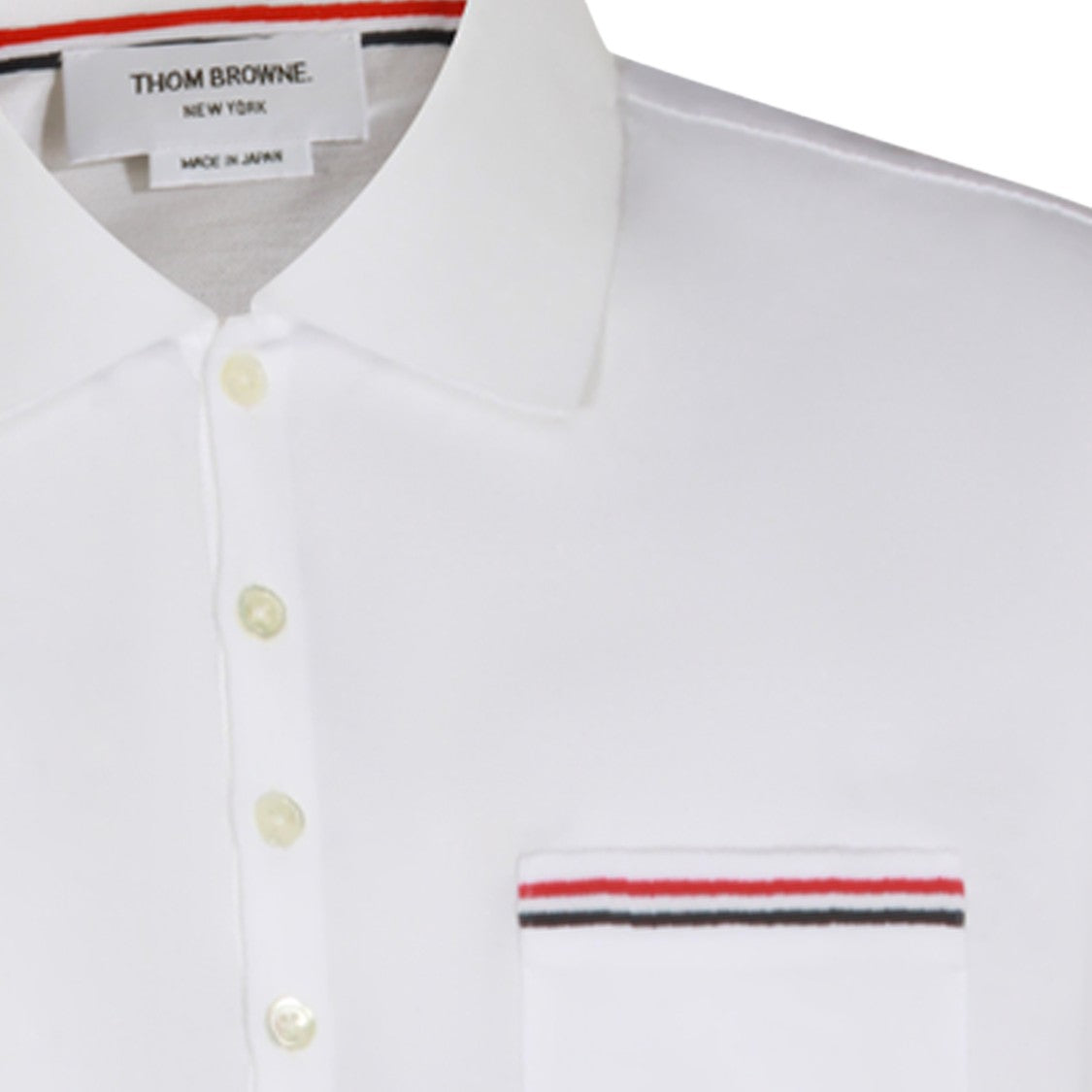 Thom Browne Classic White Polo Shirt With Striped Accents