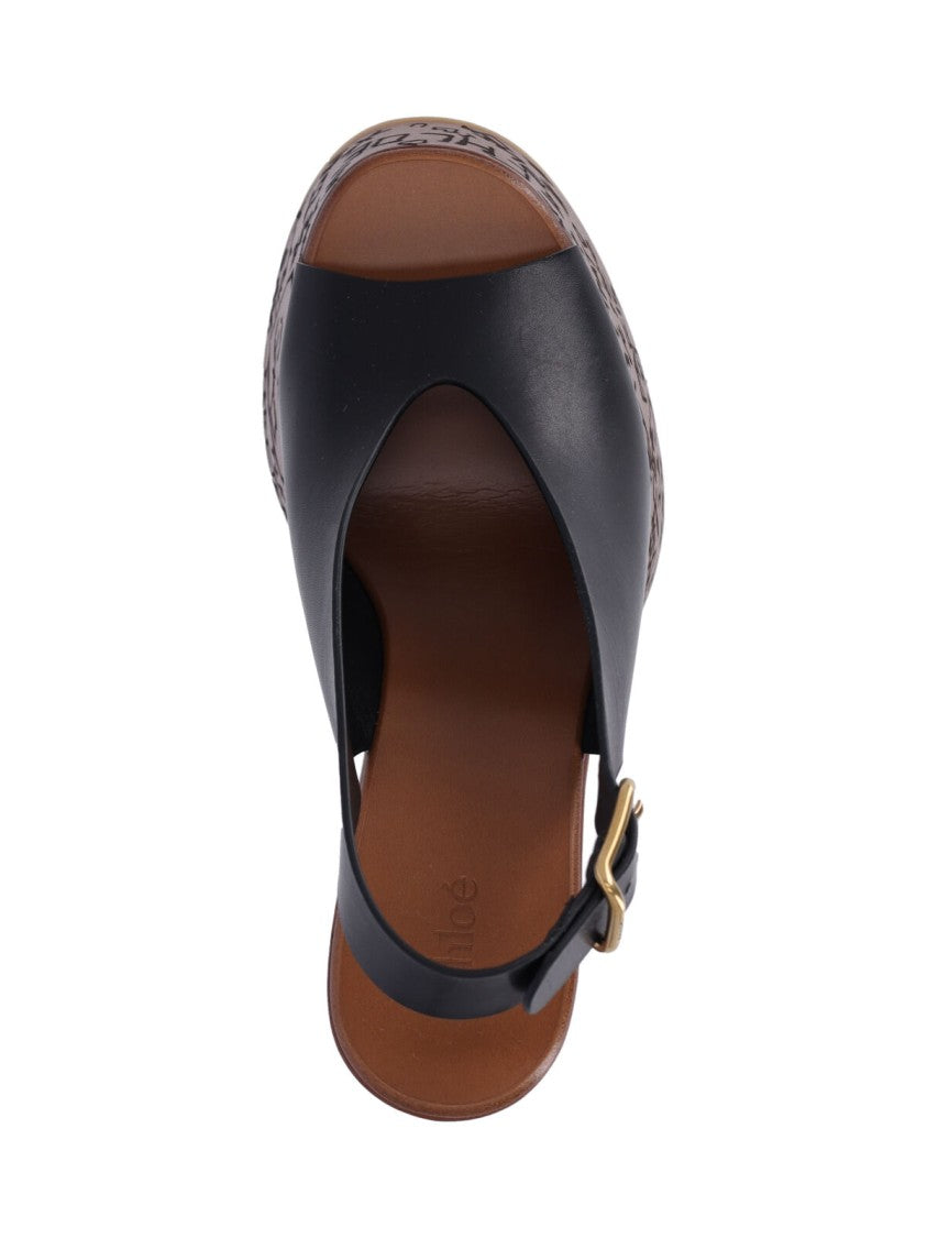 Chloé Maxime' Platform Wedge Sandals – Black