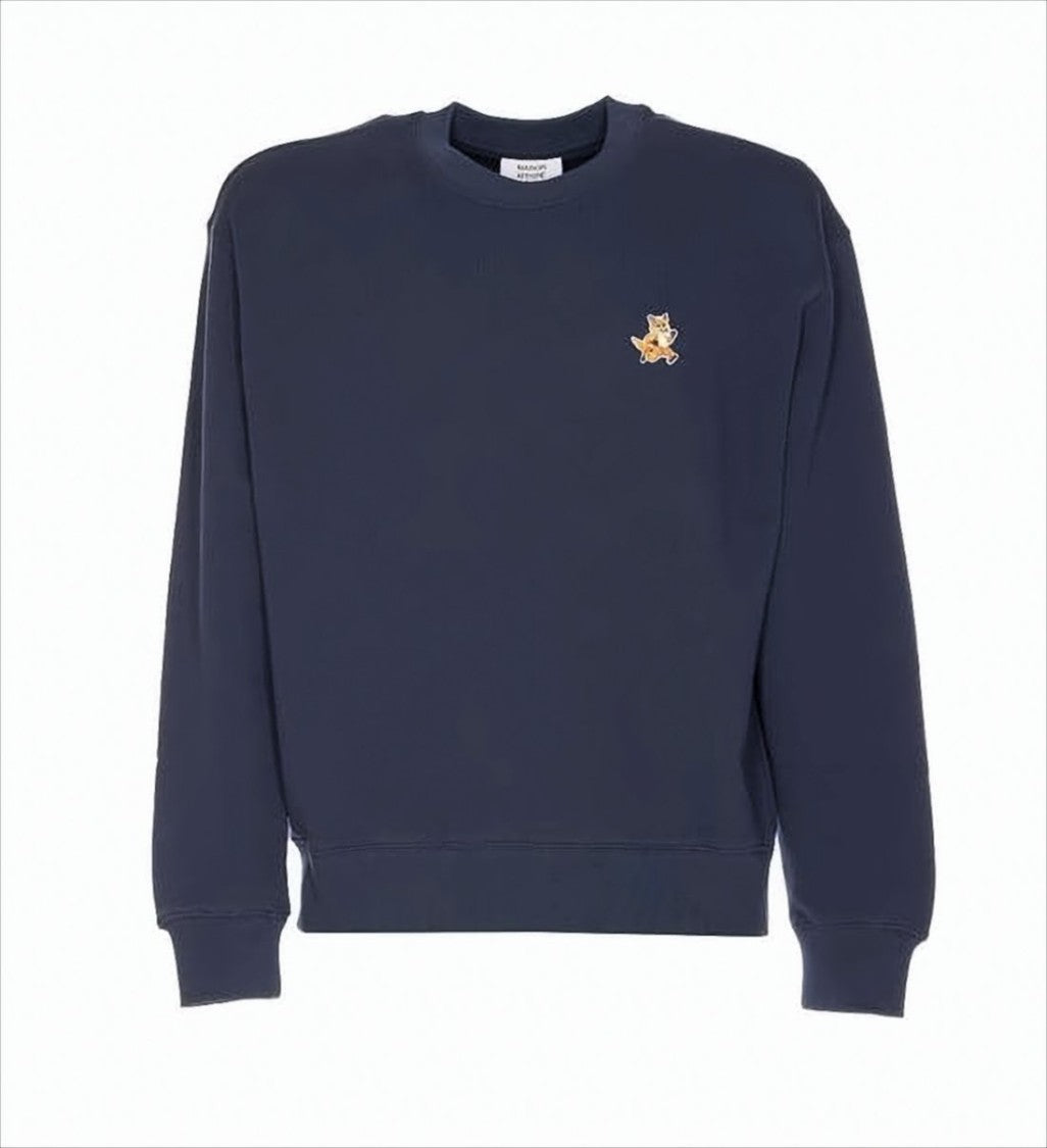 Maison Kitsuné Long Sleeve Cotton Shirt With Embroidered Fox Logo