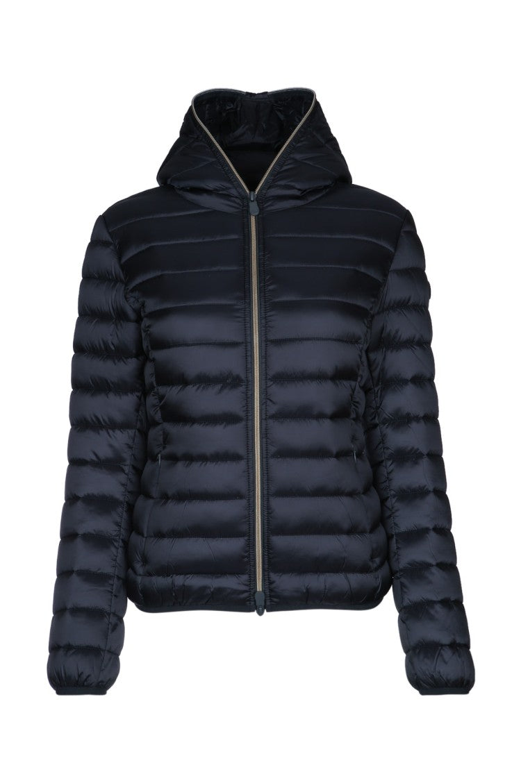 Save The Duck Quilted Black Down Coat With Fitted Silhouette