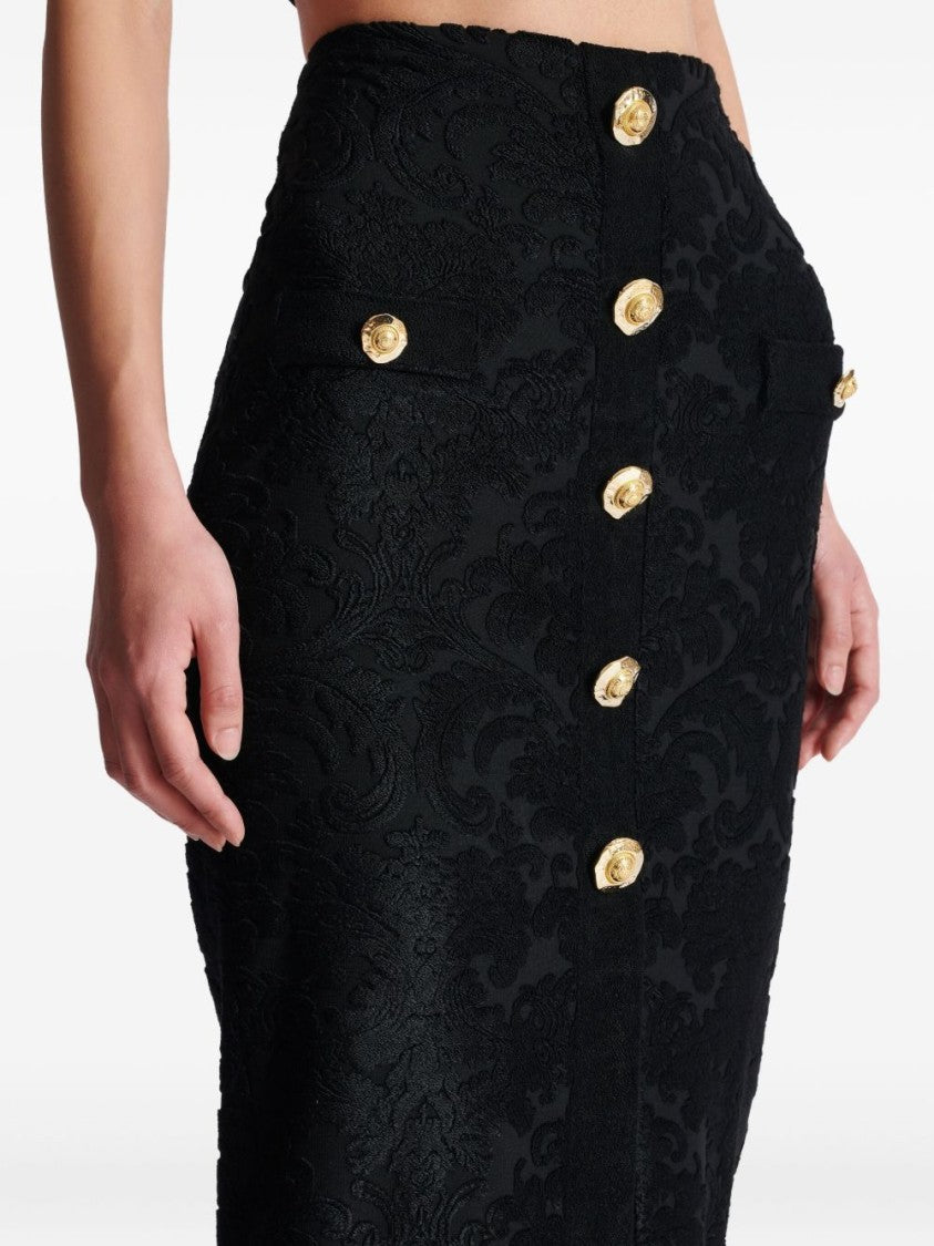 Balmain Baroque Pattern Midi Skirt