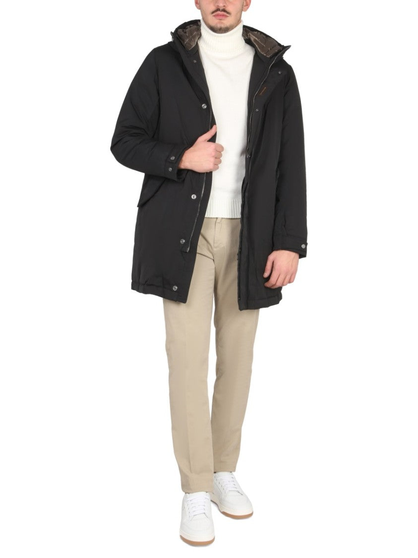 Moorer High Neck Jacket With Concealed Zipper And Adjustable Cuffs