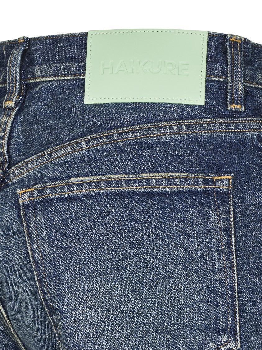 Haikure Washed High-Waisted Five-Pocket Wide-Leg Jeans