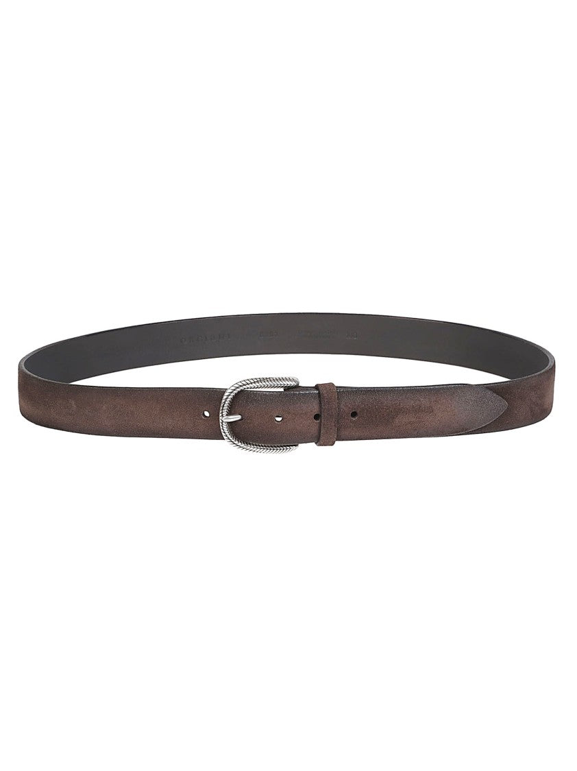 Orciani Calf Leather Hunting Belt With Textured Finish