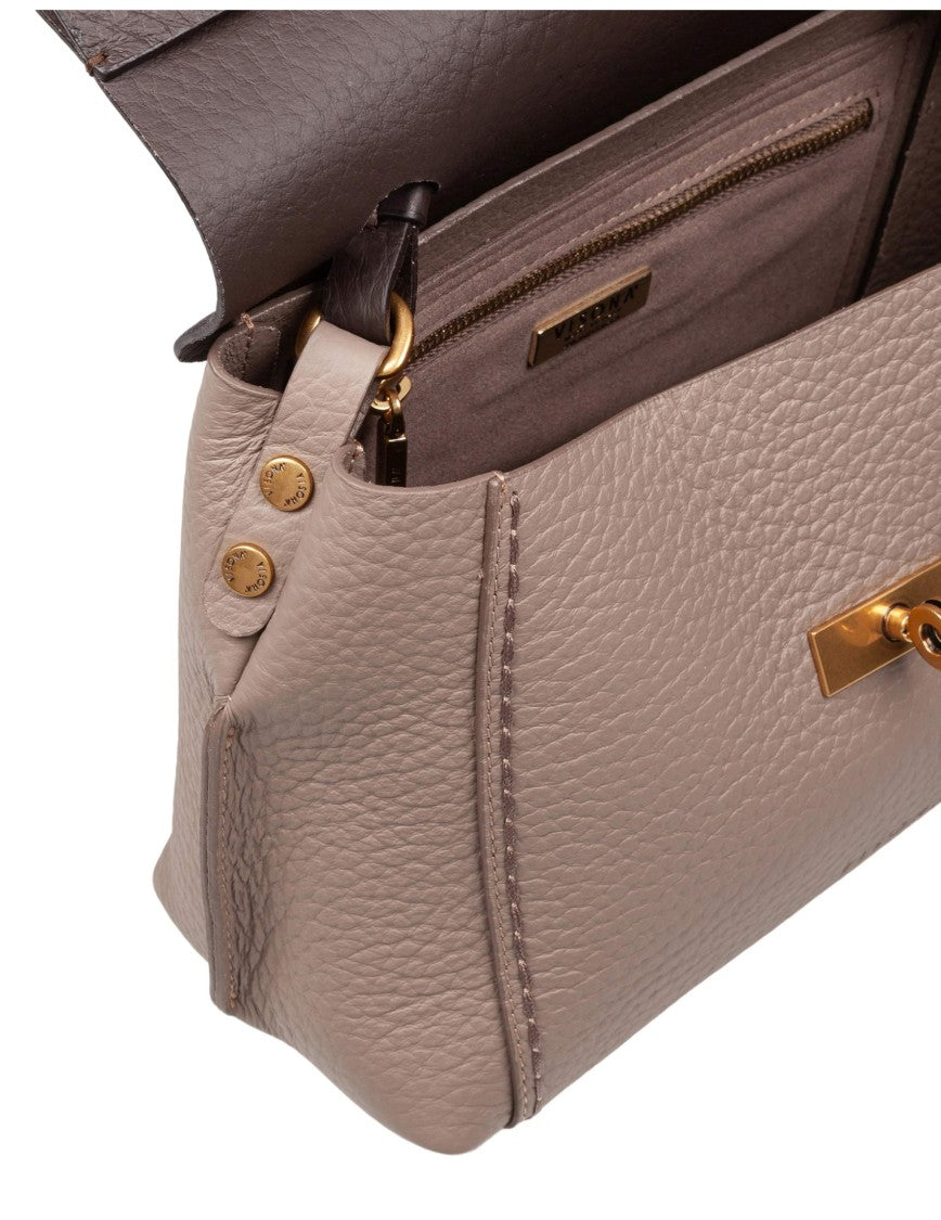 Visona 21570 Leather Handbag, Taupe