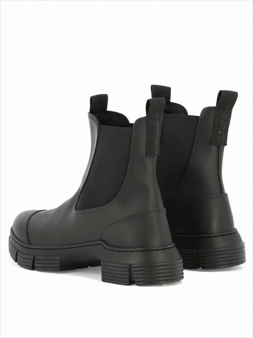 Ganni Matte Black Spider Rubber Ankle Boots With Chunky Sole