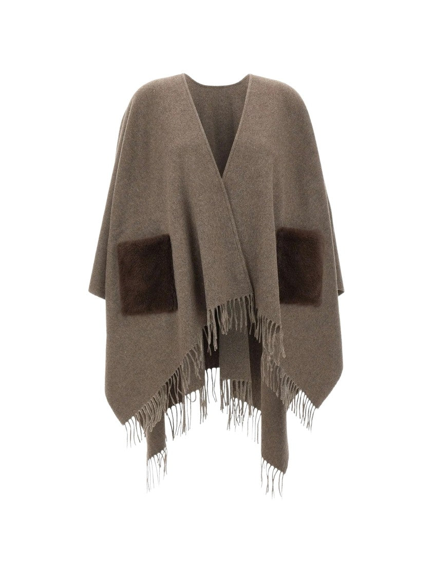 Gran Sasso Mantella Fringed Wool Cape