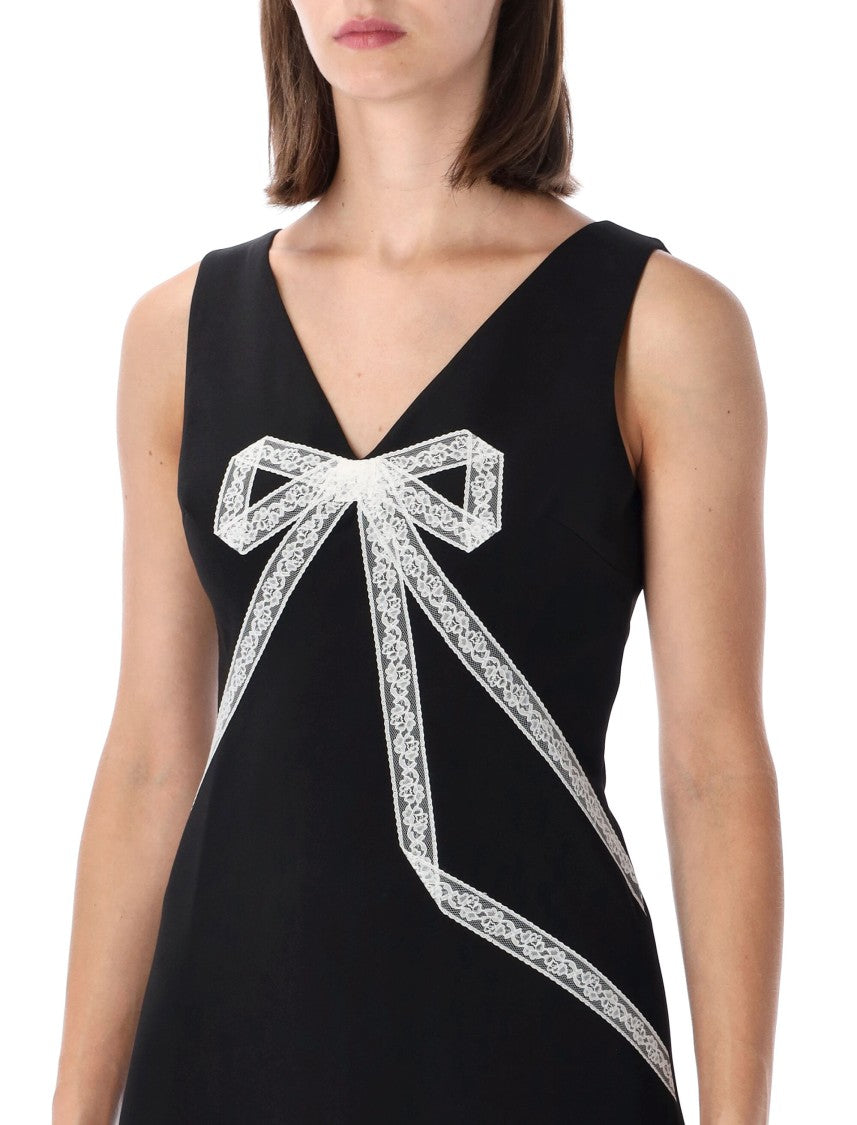 Self-Portrait Crepe Bow Lace Mini Dress
