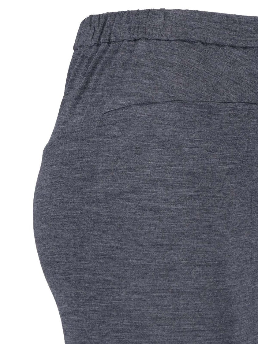 Junya Watanabe Textured Grey Wool Midi Skirt With High Waist