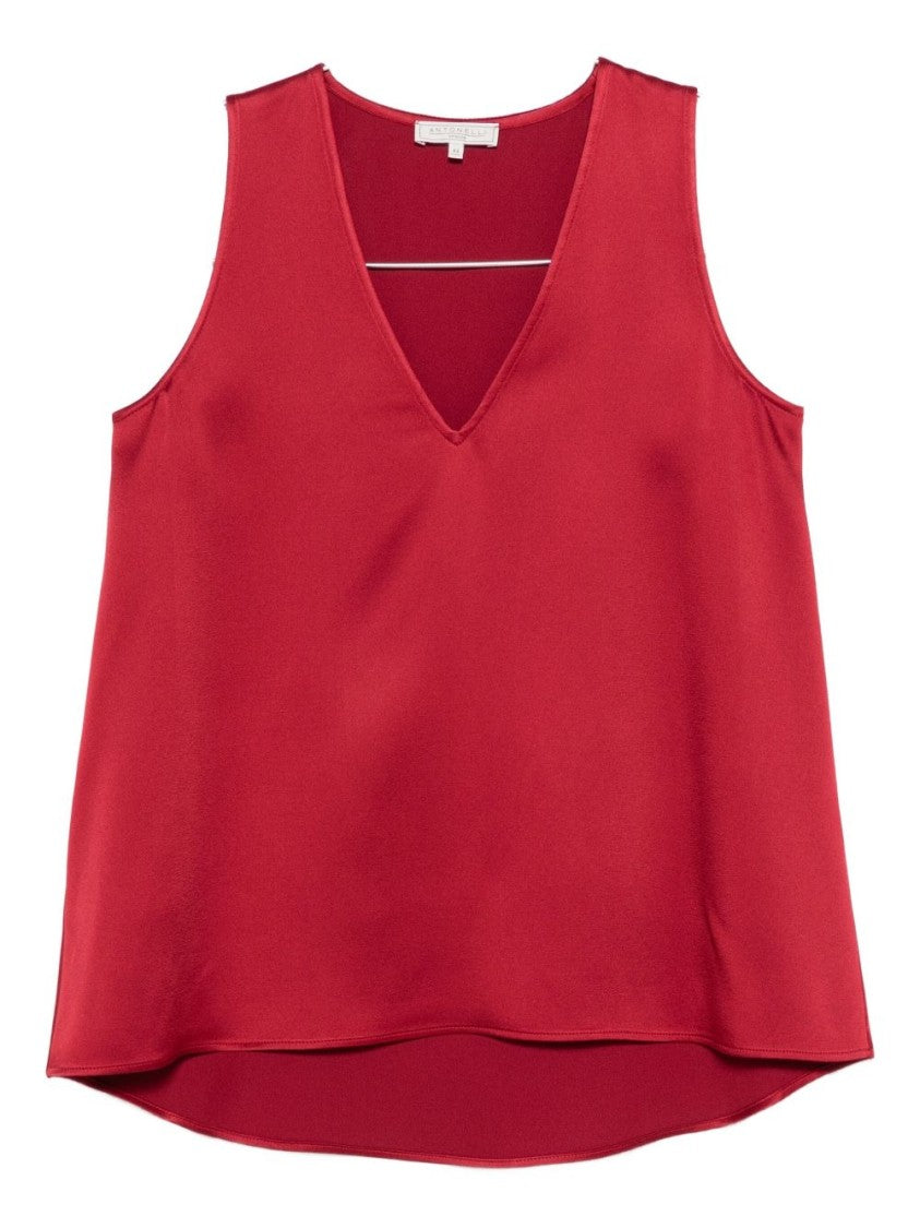 Antonelli Red Sleeveless Top With V-Neckline