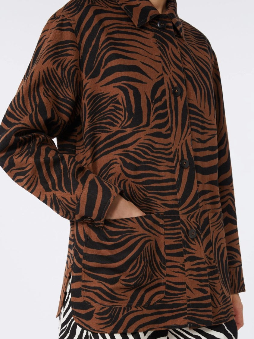 Max Mara Tiger Stripe Patterned Jacket With Classic Collar
