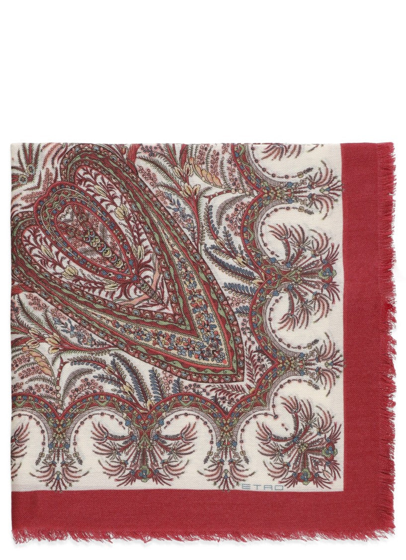 Etro Red Silk-Cashmere And Silk Stole