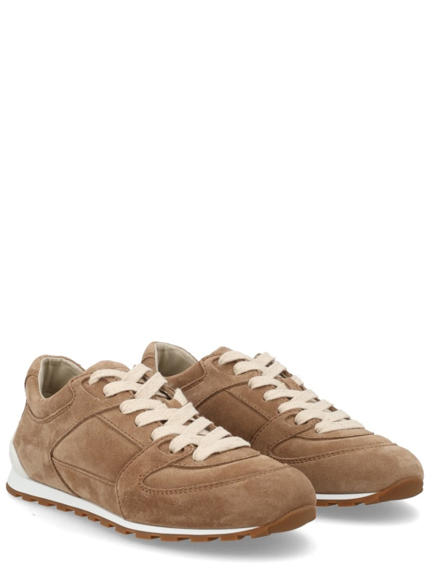 Brunello Cucinelli Brown Low-Top Calf Leather Suede Sneakers