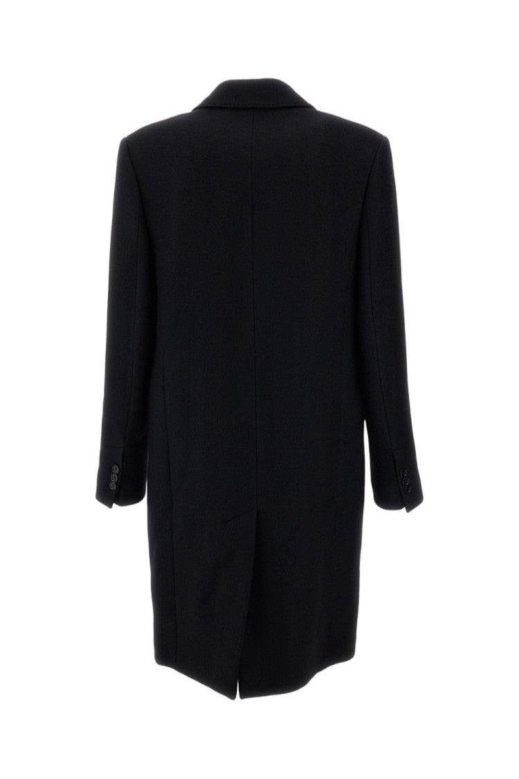 Ami Paris Black Double-Breasted Virgin Wool Coat