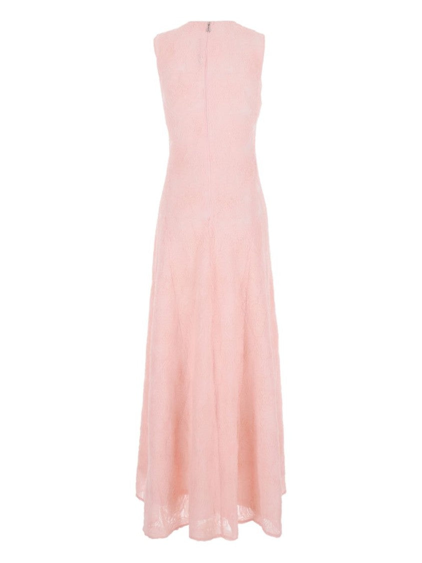 Rotate Floral Embroidered Pink Midi Dress