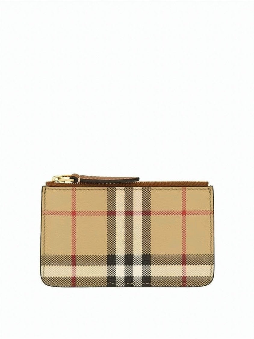 Burberry Checkered Pattern Wallet With Zip Closure
